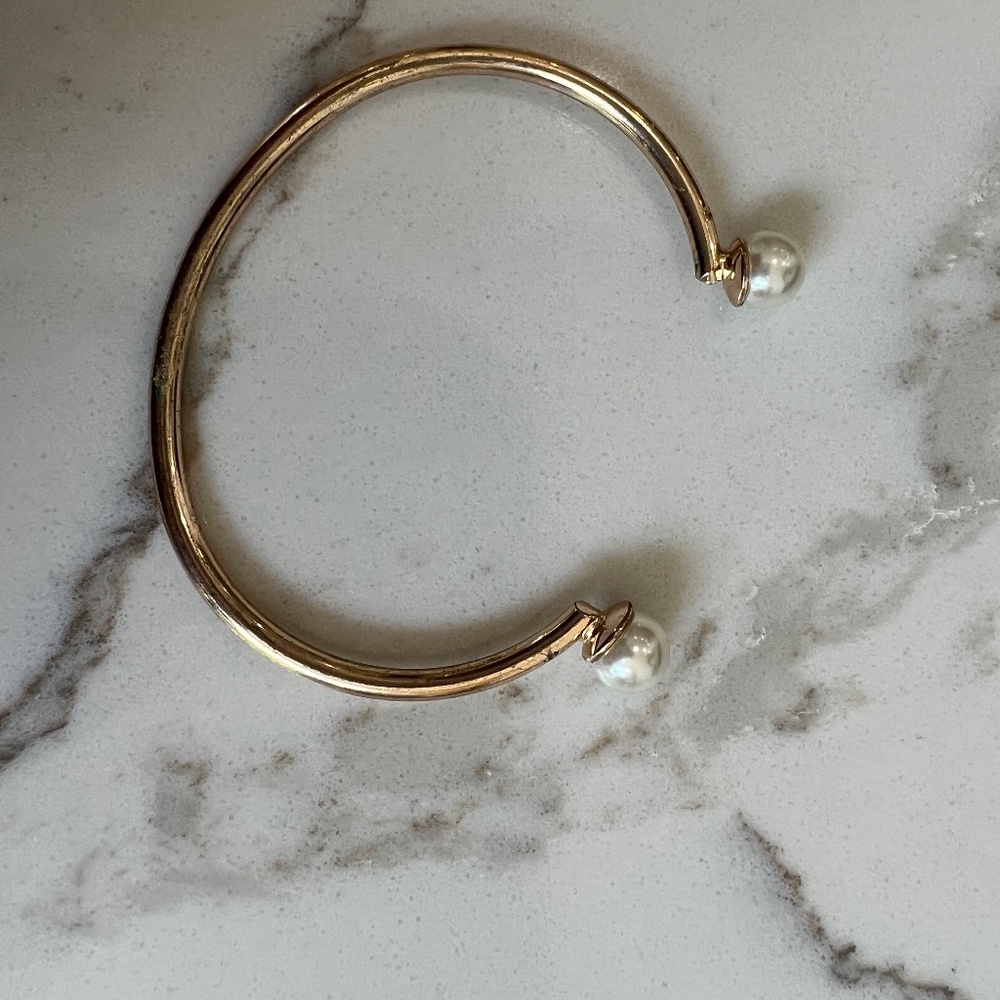 Faux Pearl and gold stacking bracelet